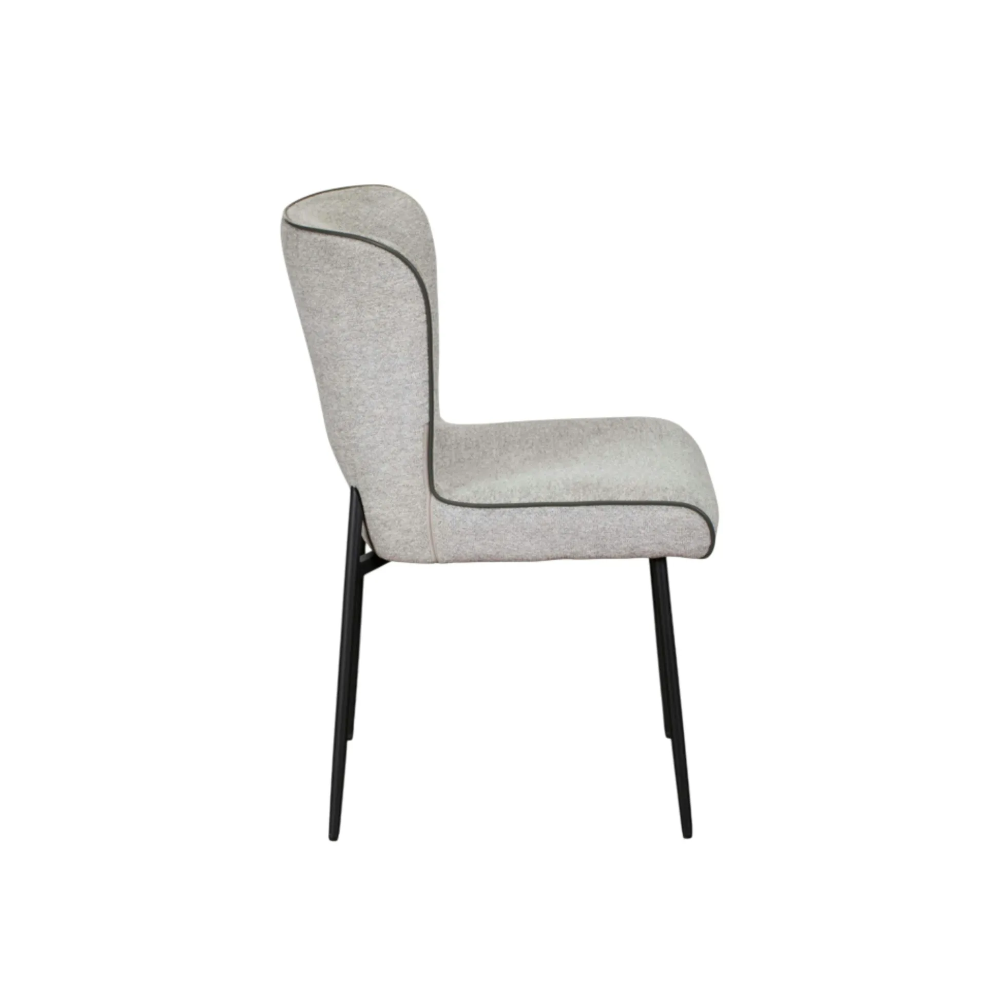 Chaise gris clair dos ajouré et passepoil (lot de 2) OKA