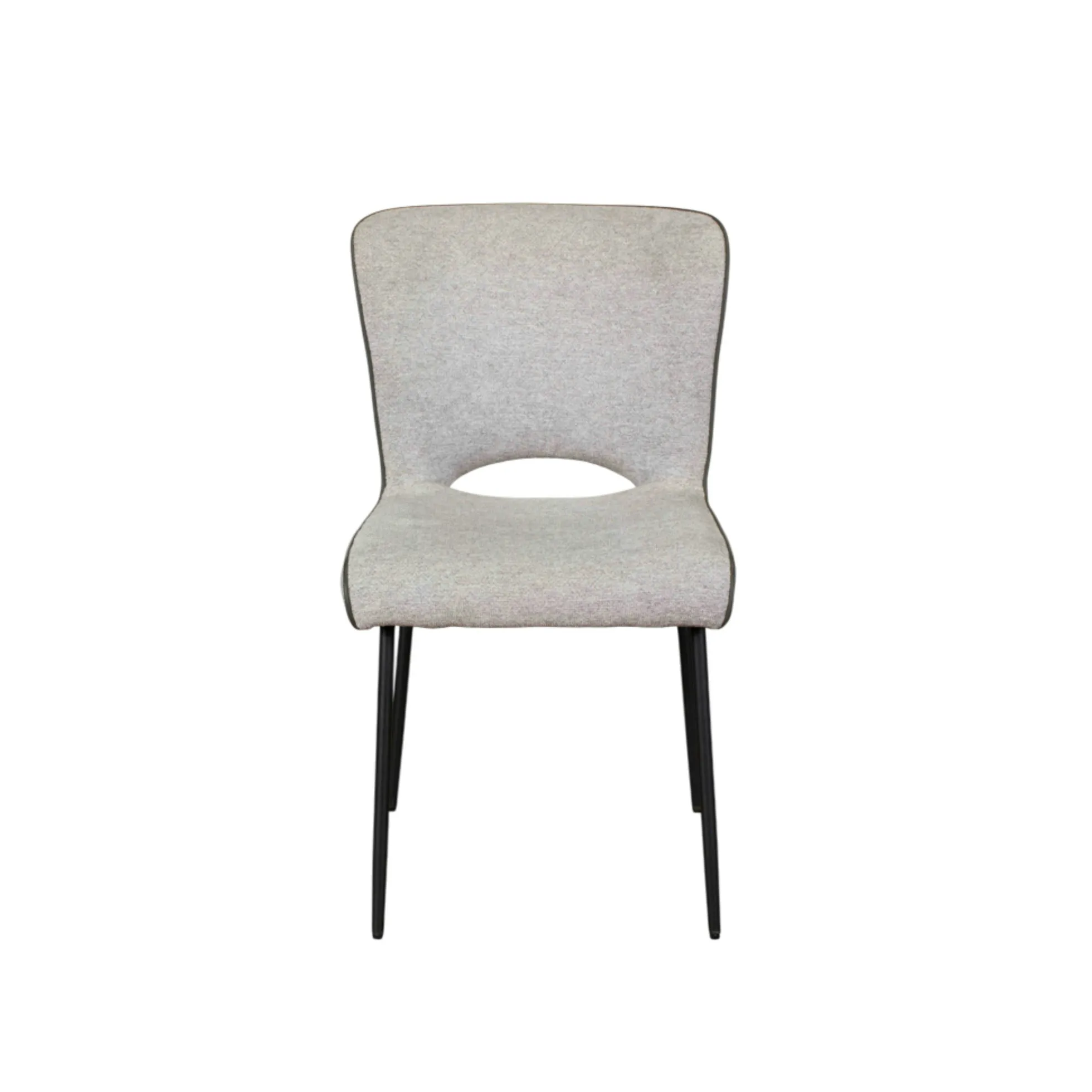 Chaise gris clair dos ajouré et passepoil (lot de 2) OKA