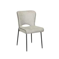 Chaise gris clair dos ajouré et passepoil (lot de 2) OKA