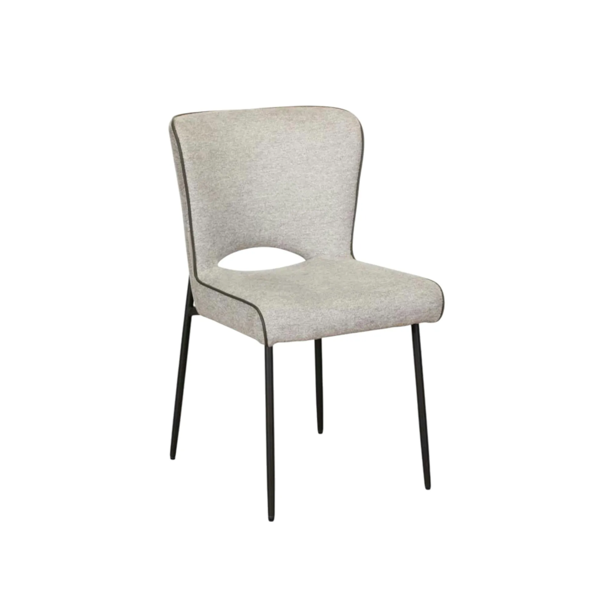 Chaise gris clair dos ajouré et passepoil (lot de 2) OKA