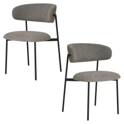 Chaise gris clair en bouclette avec dossier arrondi (lot de 2) MONTREUX