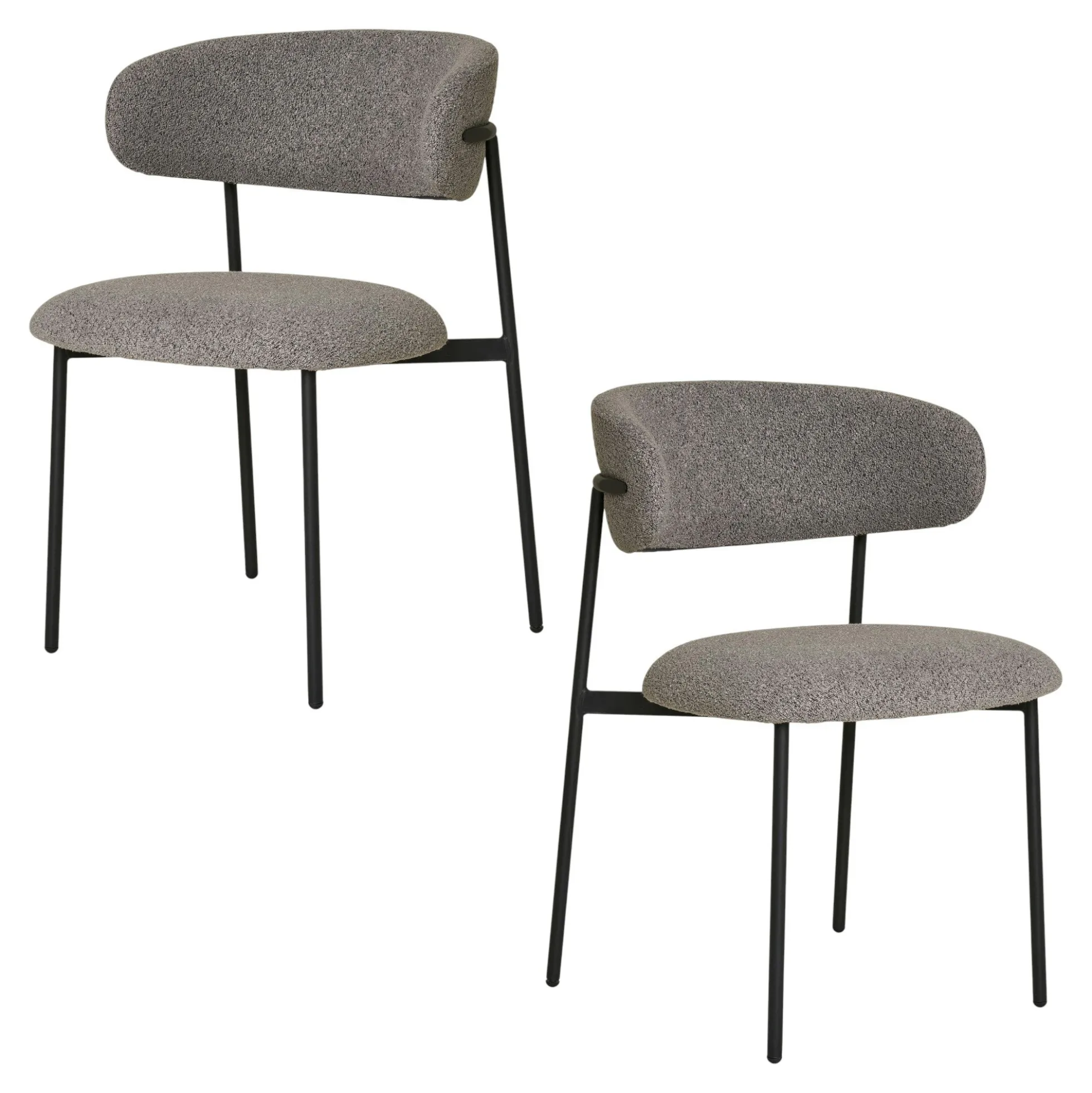 Chaise gris clair en bouclette avec dossier arrondi (lot de 2) MONTREUX
