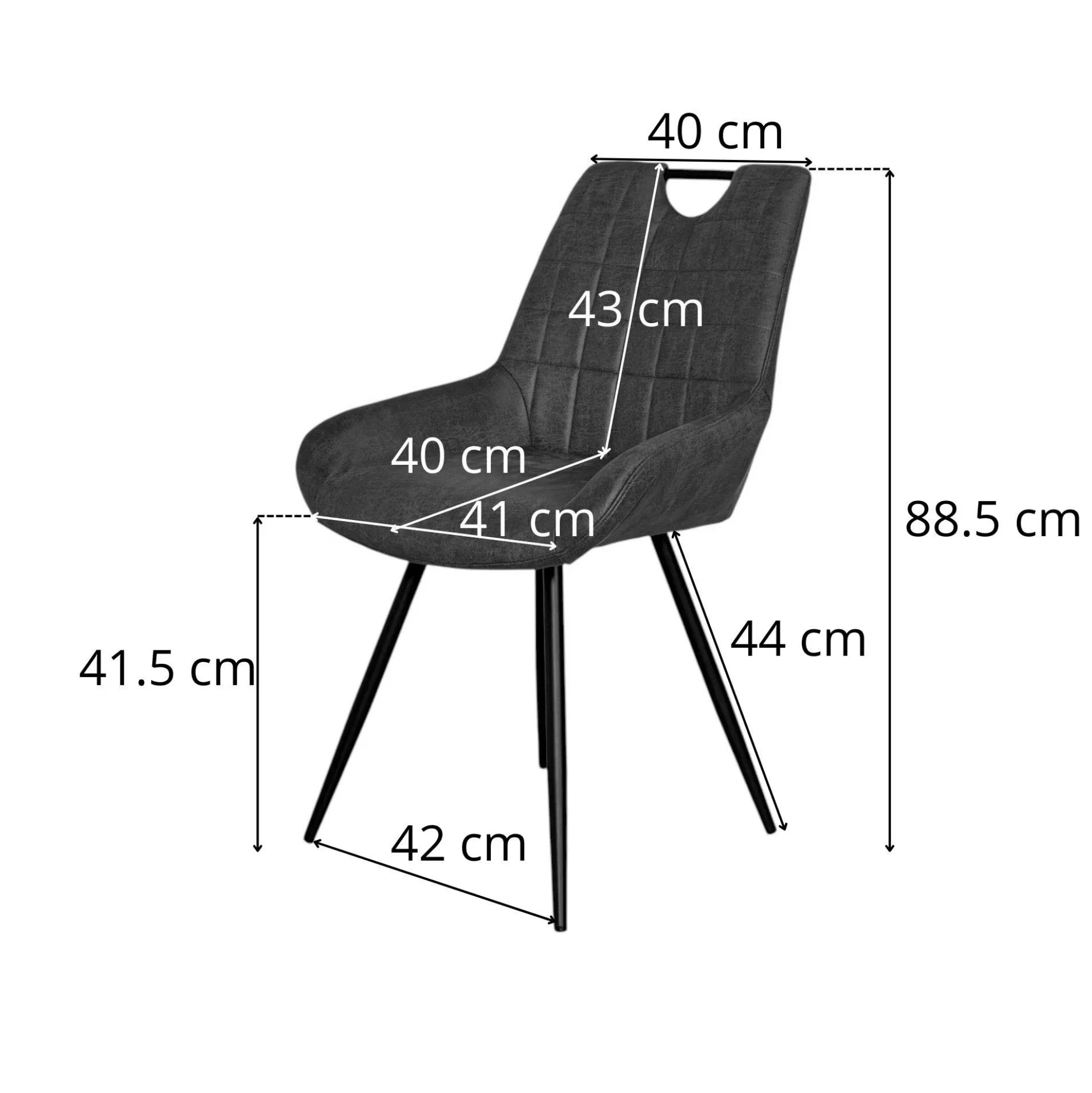 Chaise grise effet vieilli à poignée intégrée (lot de 2) MALMOE