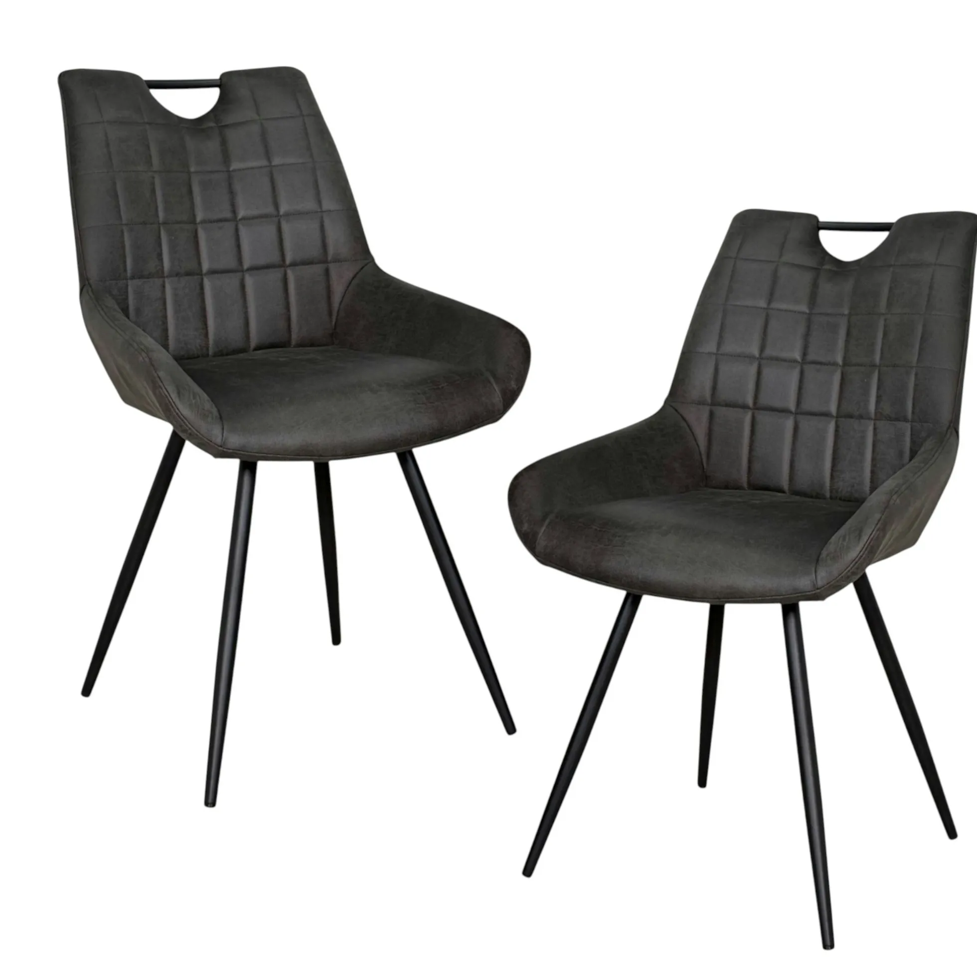 Chaise grise effet vieilli à poignée intégrée (lot de 2) MALMOE