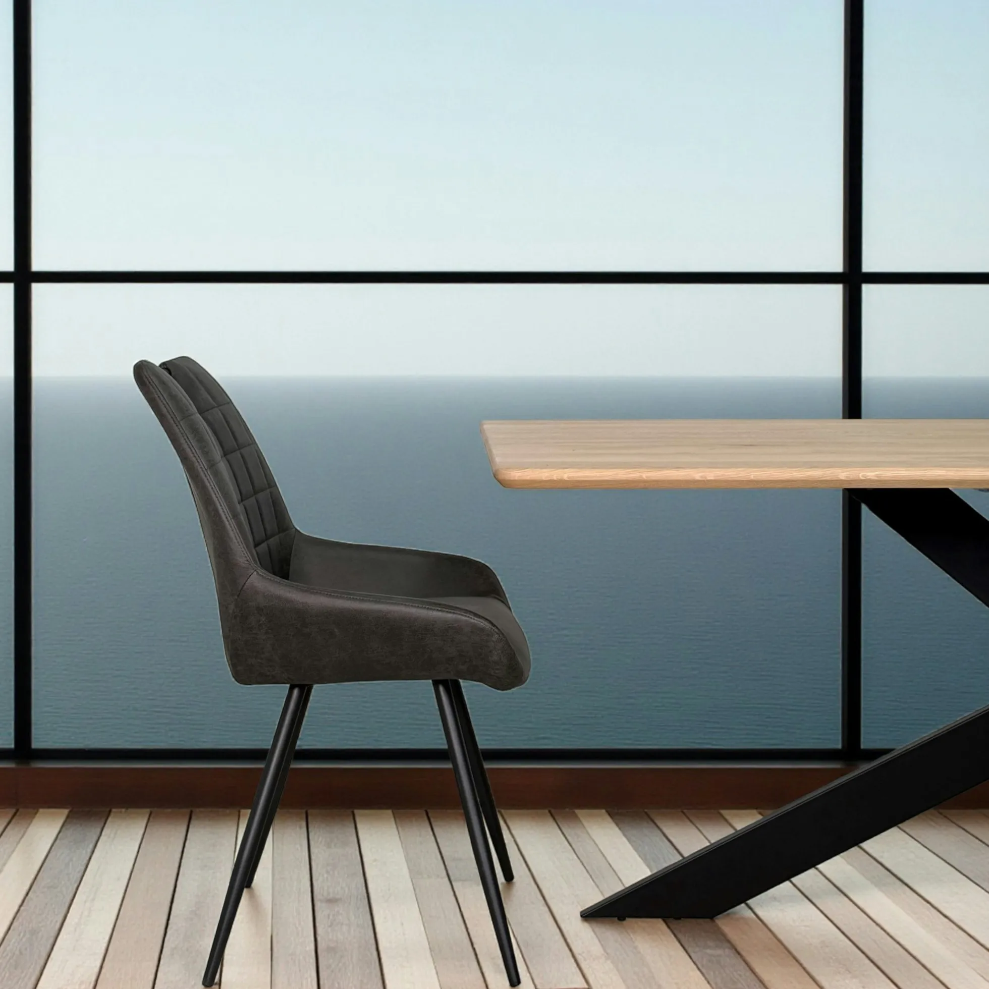 Chaise grise effet vieilli à poignée intégrée (lot de 2) MALMOE