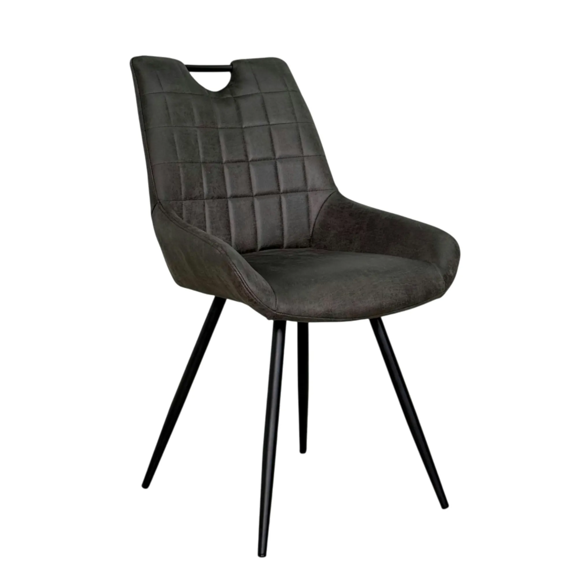 Chaise grise effet vieilli à poignée intégrée (lot de 2) MALMOE