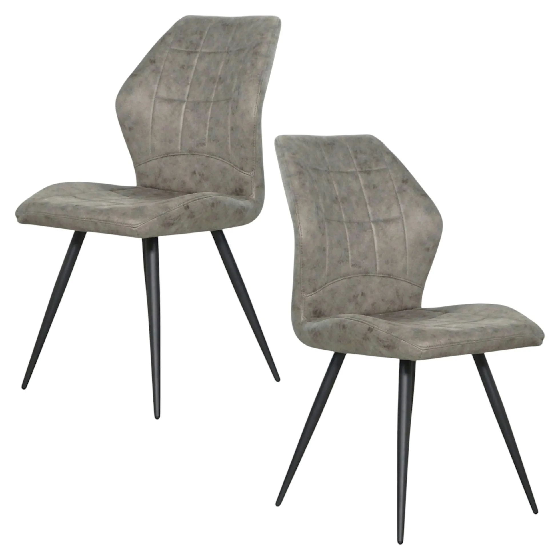 Chaise grise motif damier, (lot de 2) LOMBARDIE