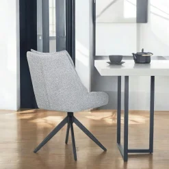Chaise grise pivotante en velours texturé (lot de 2) IENA