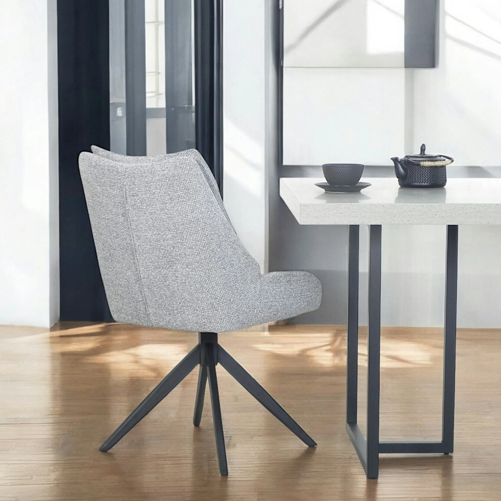 Chaise grise pivotante en velours texturé (lot de 2) IENA