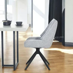 Chaise grise pivotante en velours texturé (lot de 2) IENA