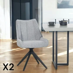 Chaise grise pivotante en velours texturé (lot de 2) IENA