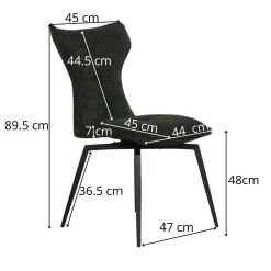 Chaise grise pivotante en velours avec passepoil (lot de 2) LOMBARDIE