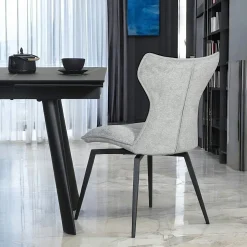 Chaise grise pivotante en velours avec passepoil (lot de 2) LOMBARDIE