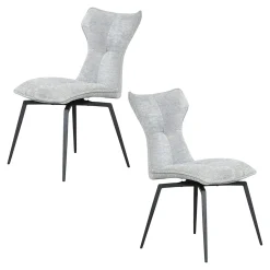Chaise grise pivotante en velours avec passepoil (lot de 2) LOMBARDIE