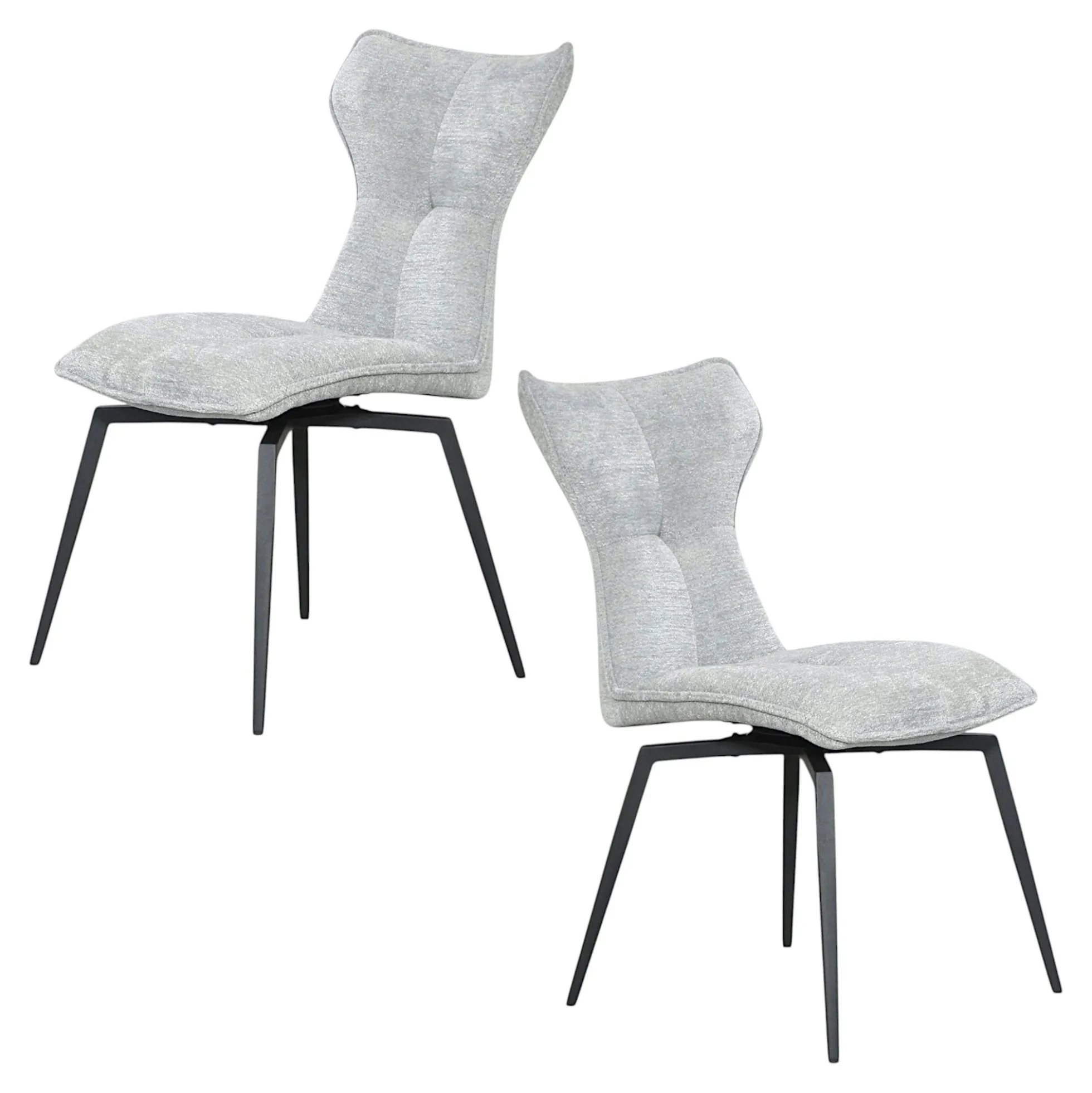 Chaise grise pivotante en velours avec passepoil (lot de 2) LOMBARDIE