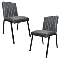 Chaise grise rembourrée à bandes (lot de 2) CORTINA