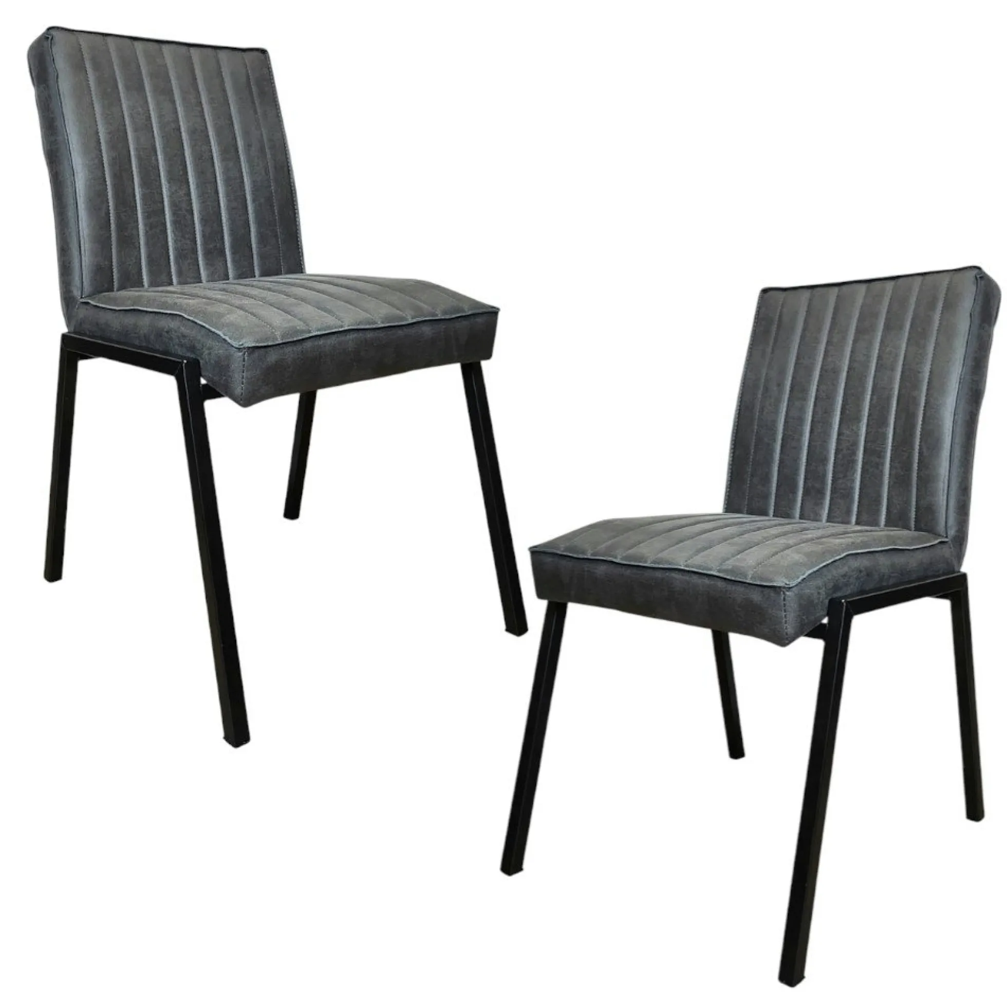 Chaise grise rembourrée à bandes (lot de 2) CORTINA