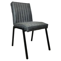 Chaise grise rembourrée à bandes (lot de 2) CORTINA