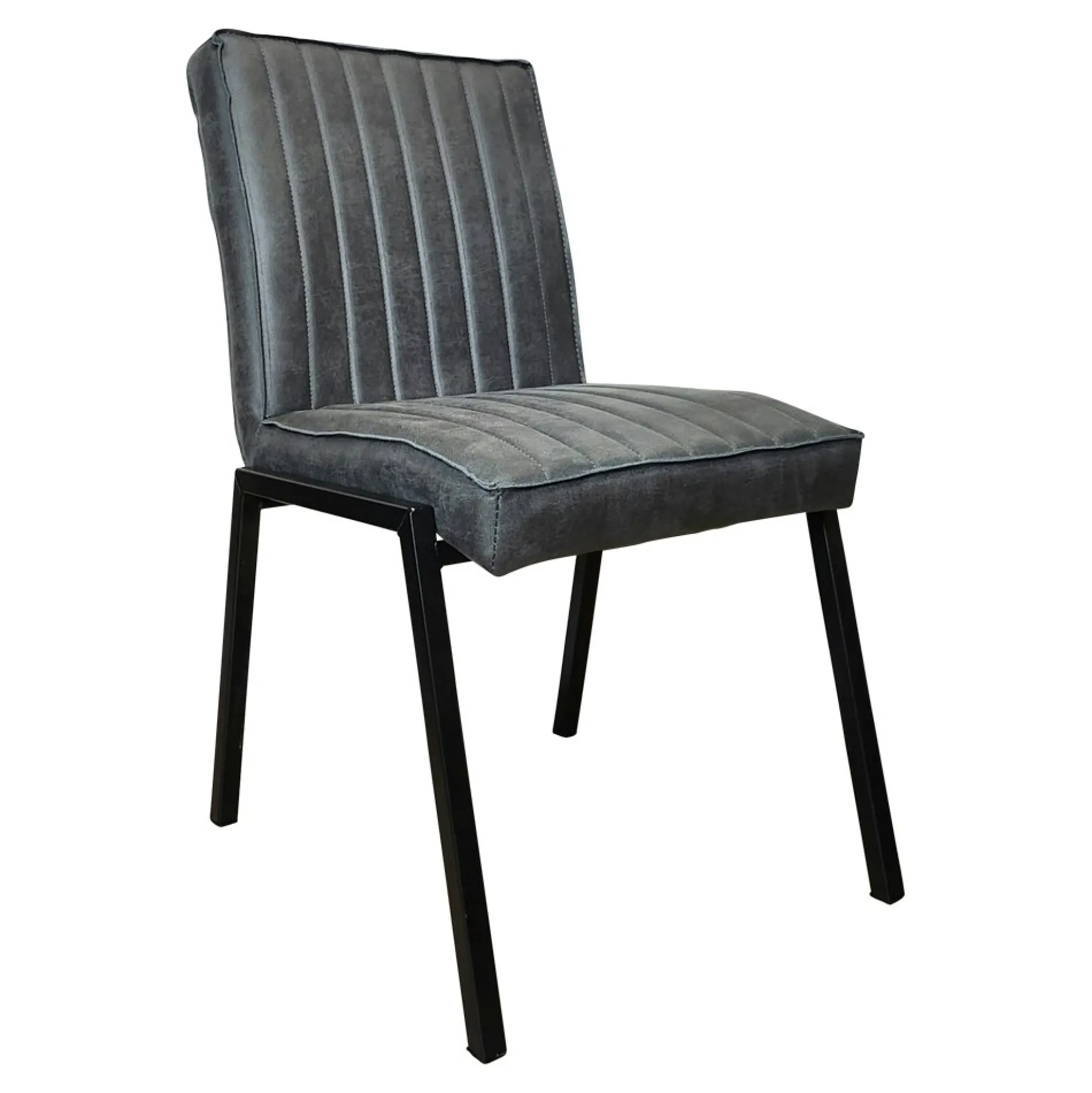 Chaise grise rembourrée à bandes (lot de 2) CORTINA