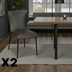 Chaise gris foncé à dossier courbe (lot de 2) OKA
