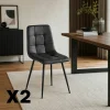 Chaise gris foncé motif damier (lot de 2) LORA
