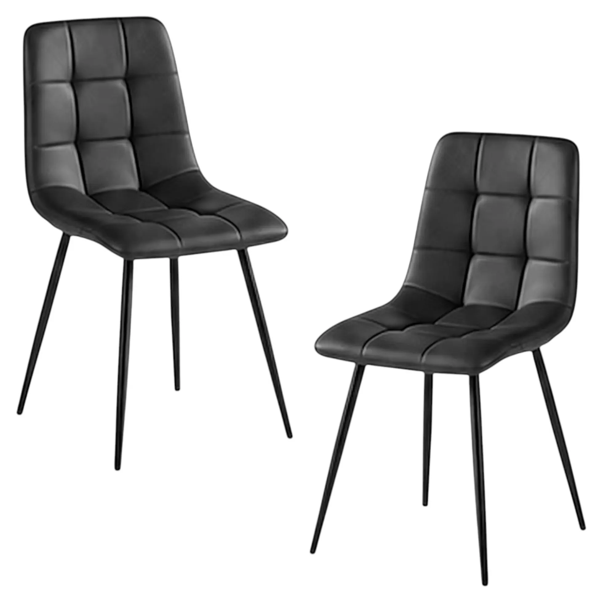 Chaise gris foncé motif damier (lot de 2) LORA