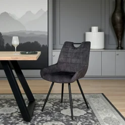 Chaise gris sombre avec poignée (lot de 2) MALMOE