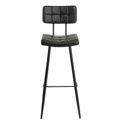 Chaise haute bar capitonnée noire TIM (lot de 2)