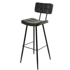 Chaise haute bar capitonnée noire TIM (lot de 2)