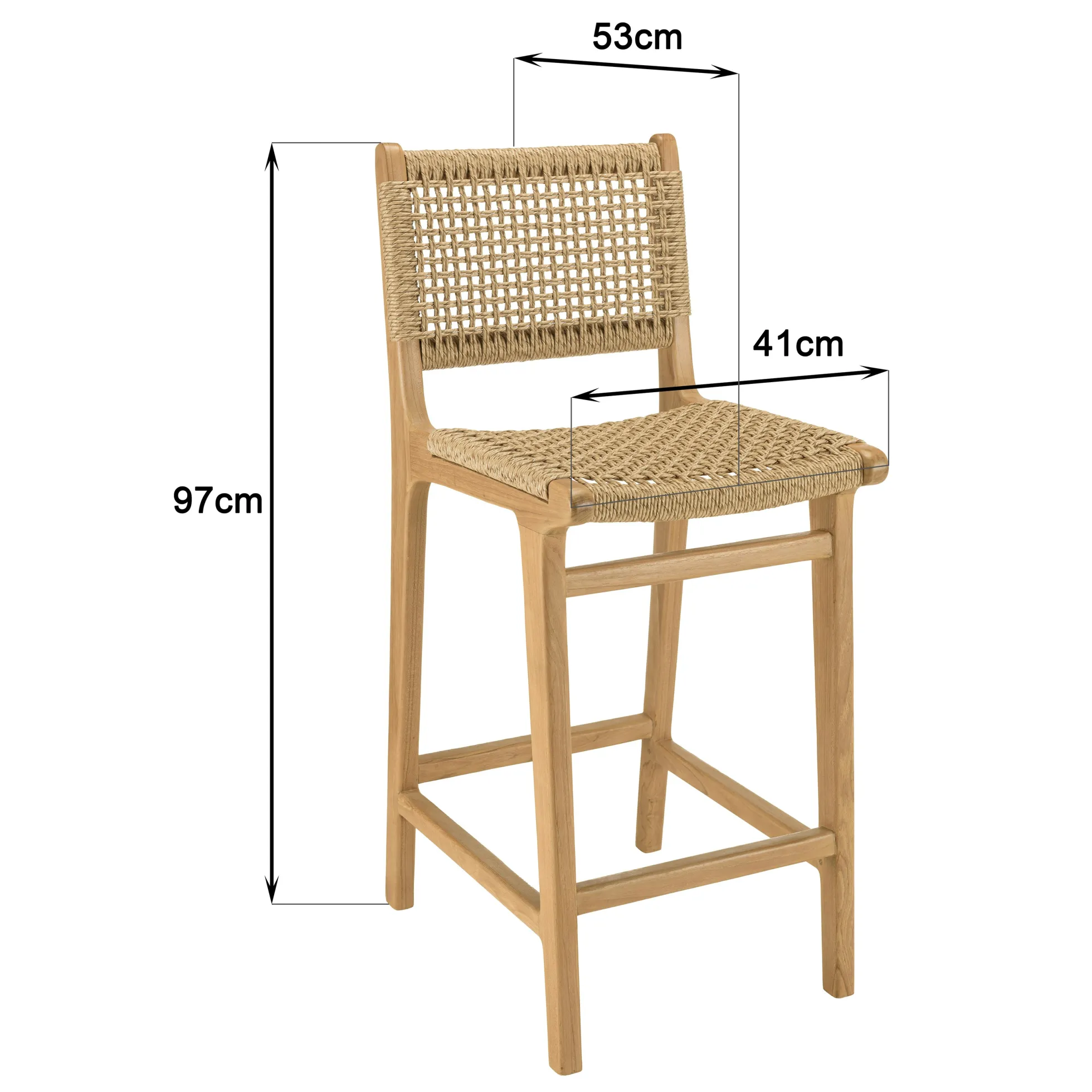 Chaise haute de jardin teck et assise tressée (lot de 2) SUMMER