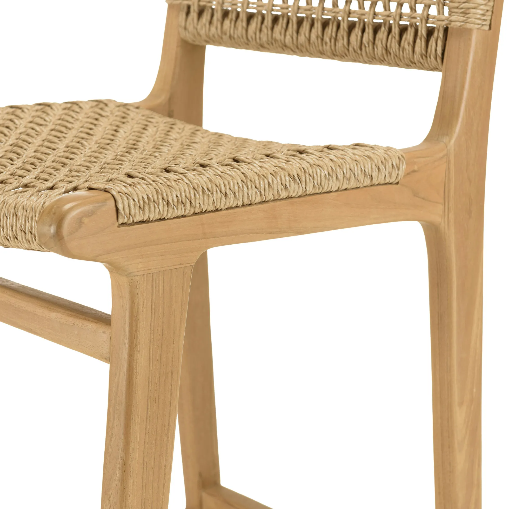 Chaise haute de jardin teck et assise tressée (lot de 2) SUMMER