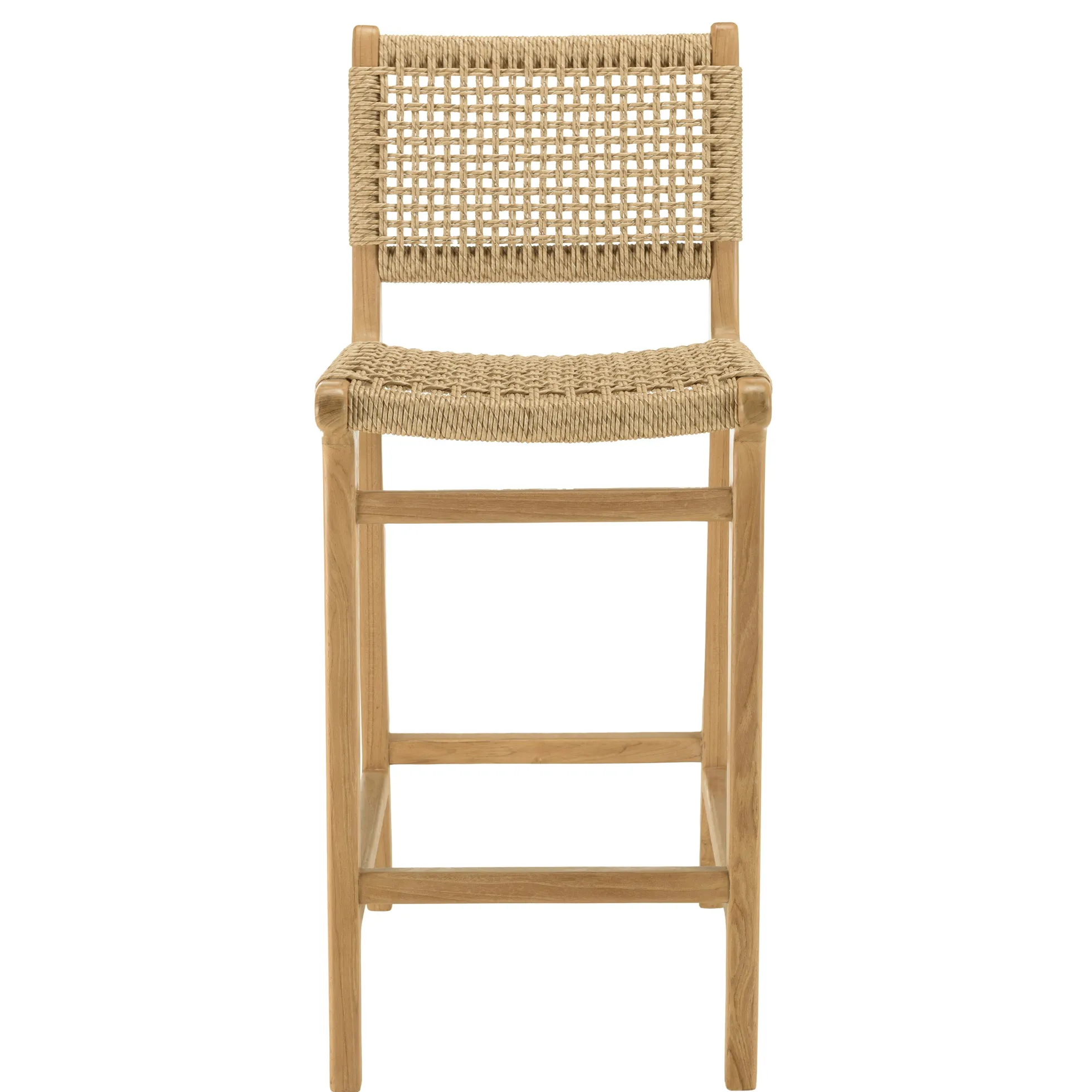 Chaise haute de jardin teck et assise tressée (lot de 2) SUMMER