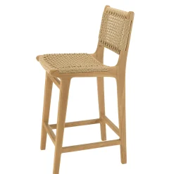 Chaise haute de jardin teck et assise tressée (lot de 2) SUMMER