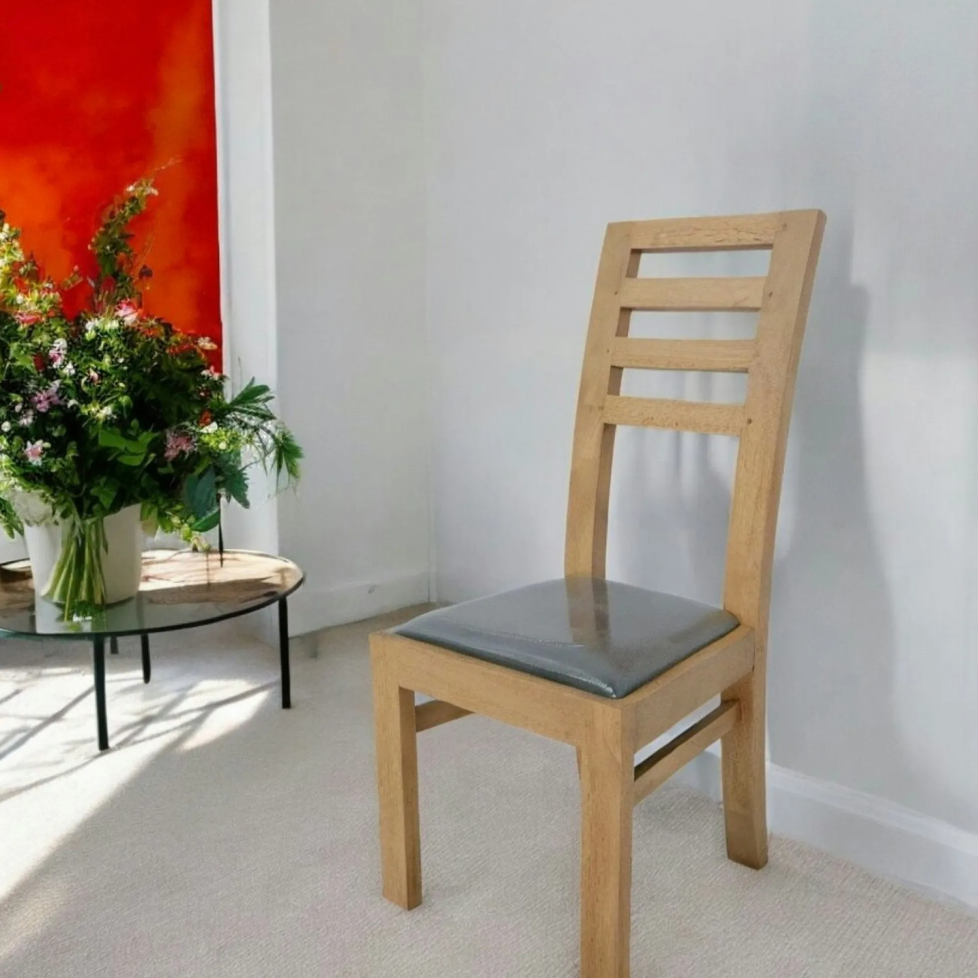 Chaise Hévéa assise mousse 45x49x100cm OLGA