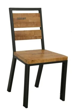 Chaise hévéa recyclé naturel et métal noirci 45X51XH90cm DOCKER