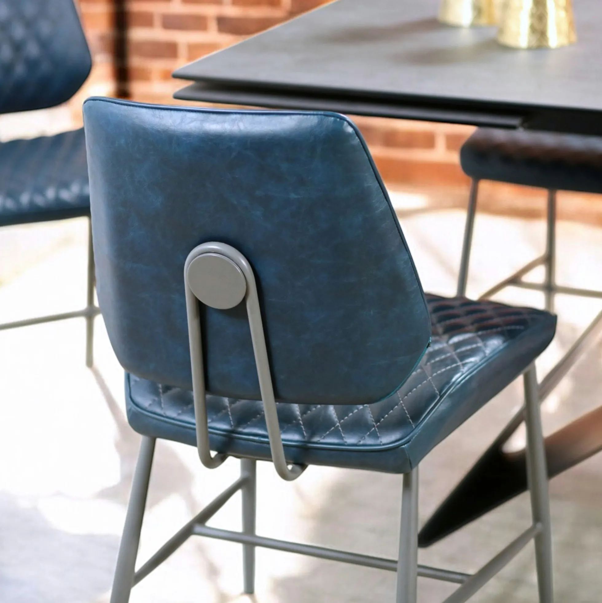 Chaise industrielle bleu foncé (lot de 2) SALERNE