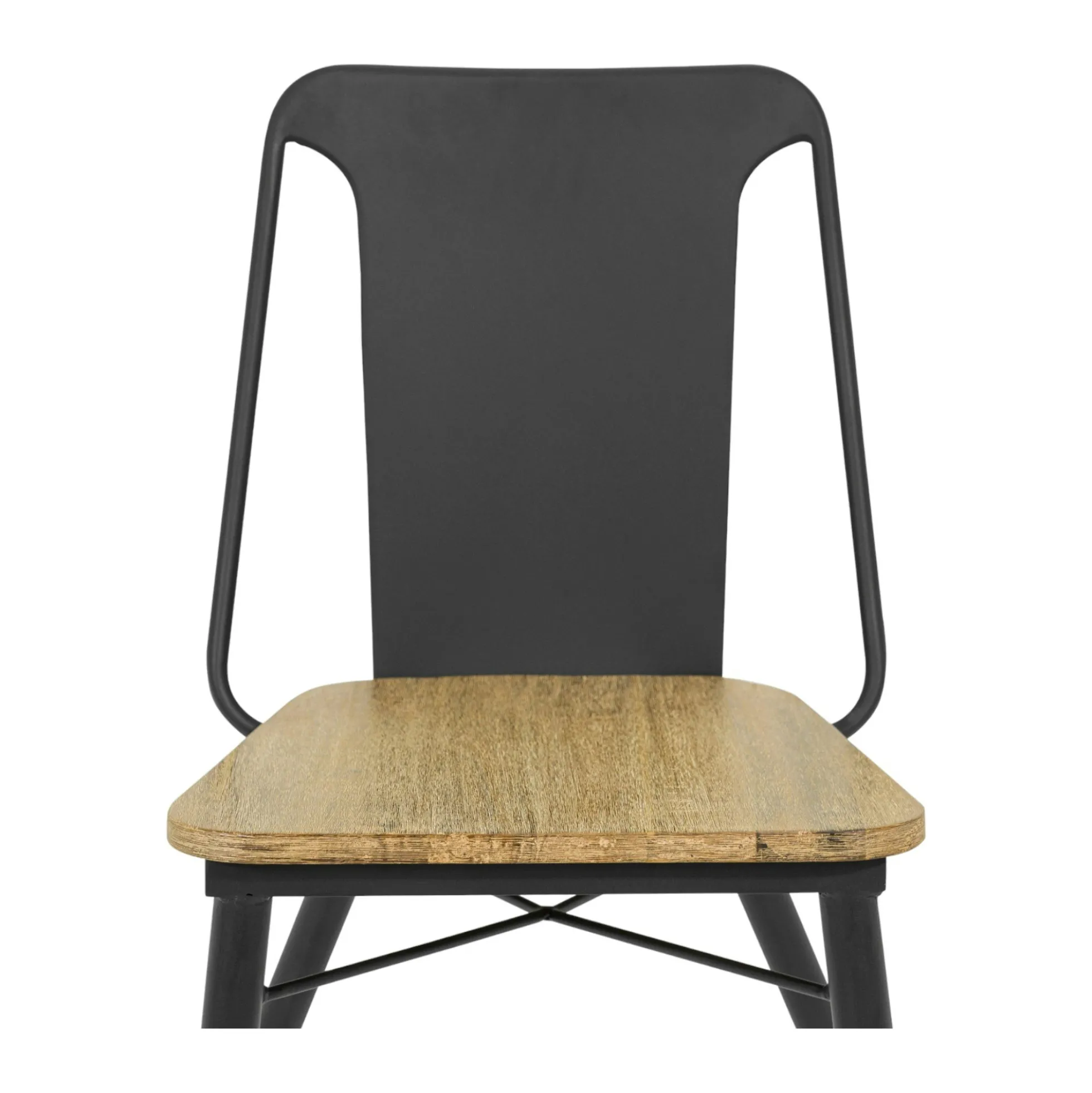 Chaise industrielle bois et métal noir BROOKLYN