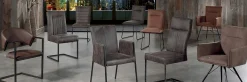 Chaise industrielle confort avec assise en microfibre chocolat