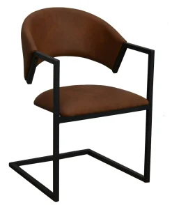 Chaise industrielle confort avec assise en microfibre chocolat