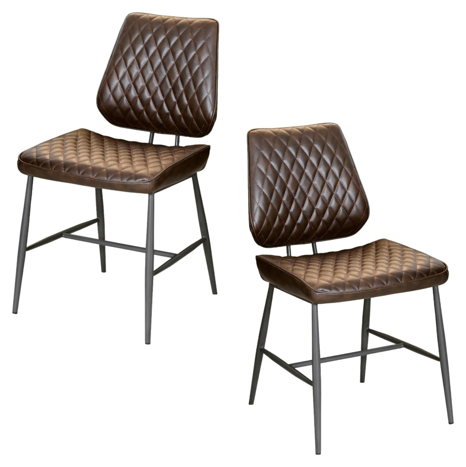 Chaise industrielle marron (lot de 2) SALERNE