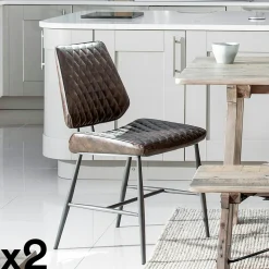 Chaise industrielle marron (lot de 2) SALERNE
