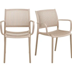 Chaise intérieur / extérieur en polypropylène taupe (lot de 2) RHODES