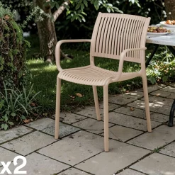 Chaise intérieur / extérieur en polypropylène taupe (lot de 2) RHODES