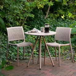 Chaise intérieur / extérieur en polypropylène taupe (lot de 2) RHODES