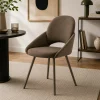 Chaise marron accoudoirs intégrés pieds bronze (x2) AUREN