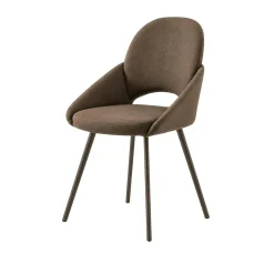 Chaise marron accoudoirs intégrés pieds bronze (x2) AUREN