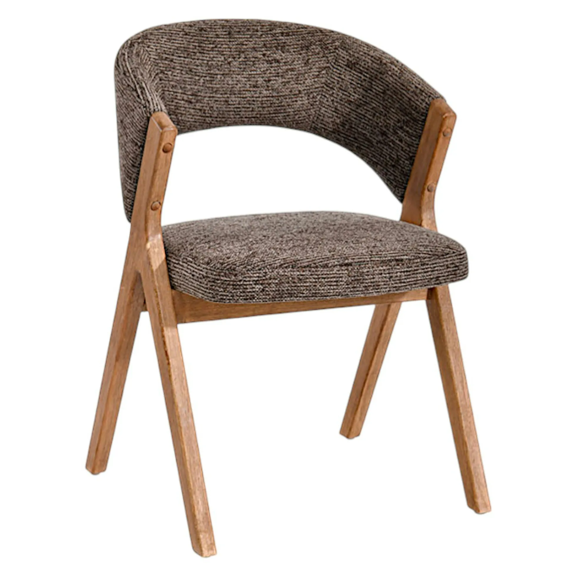 Chaise marron bois et tissu, forme ronde (lot de 2) AGADE
