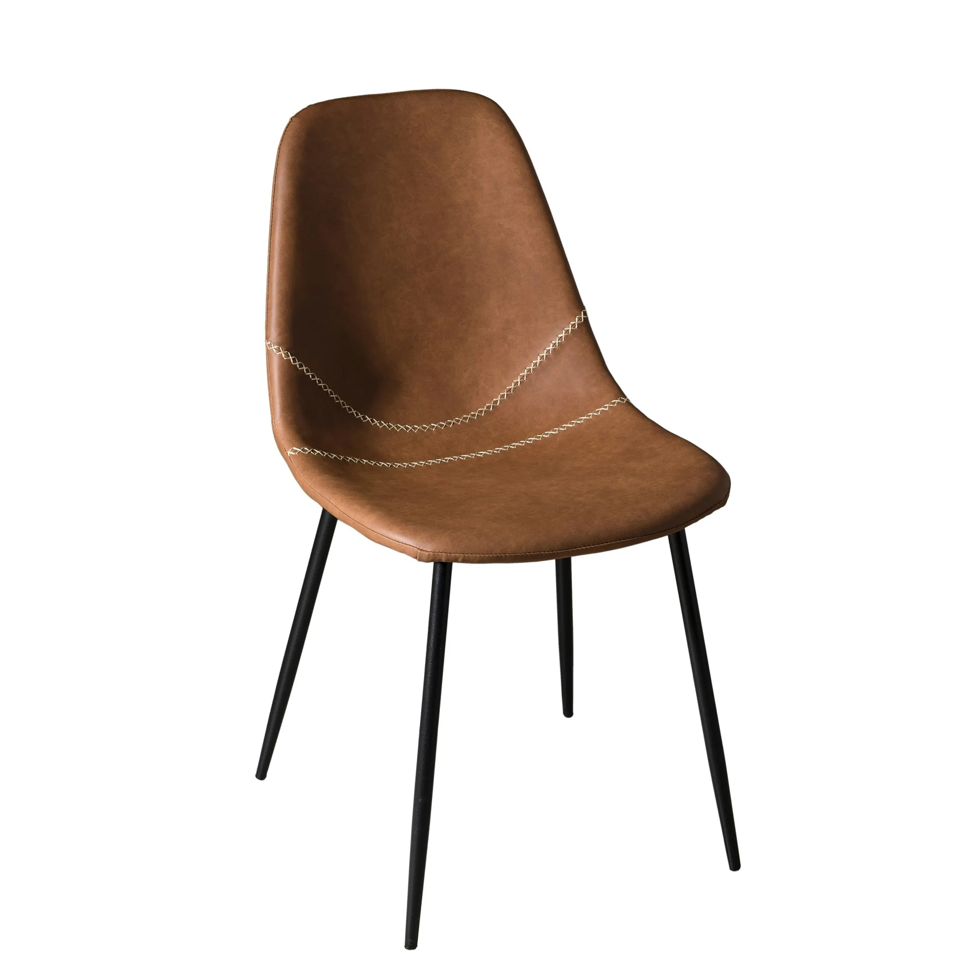 Chaise marron à couture apparente (lot de 2) TIM