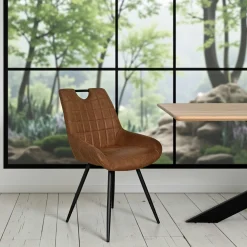Chaise marron effet vieilli à poignée intégrée (lot de 2) MALMOE