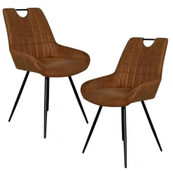 Chaise marron effet vieilli à poignée intégrée (lot de 2) MALMOE